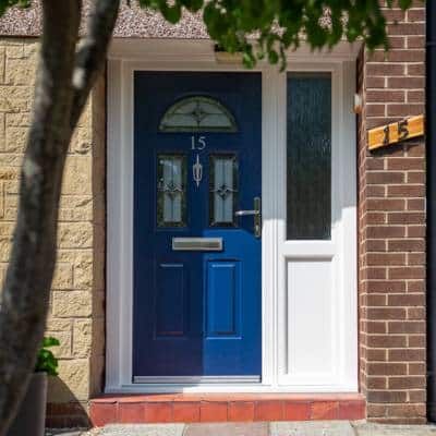 rockdoor tennessee composite door in blue installed by alexnader windows