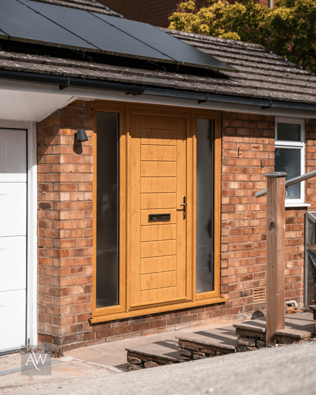 external view of the solidor windsor composite door in irish oak