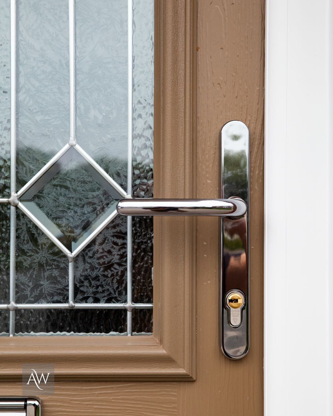 chrome handle fitted to the solidor harlech composite door
