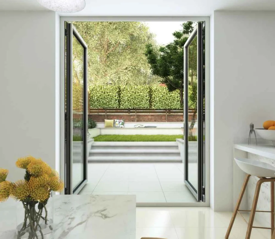 open set of aluk french doors