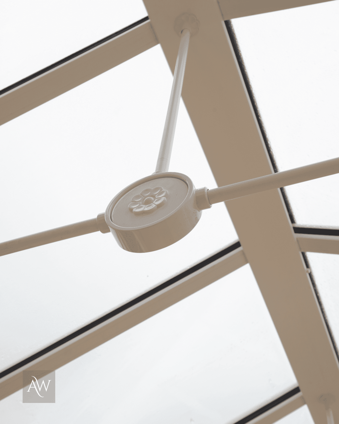 internal view close up of the detailing within the glass conservatory roof installed by alexander windows in bramhall