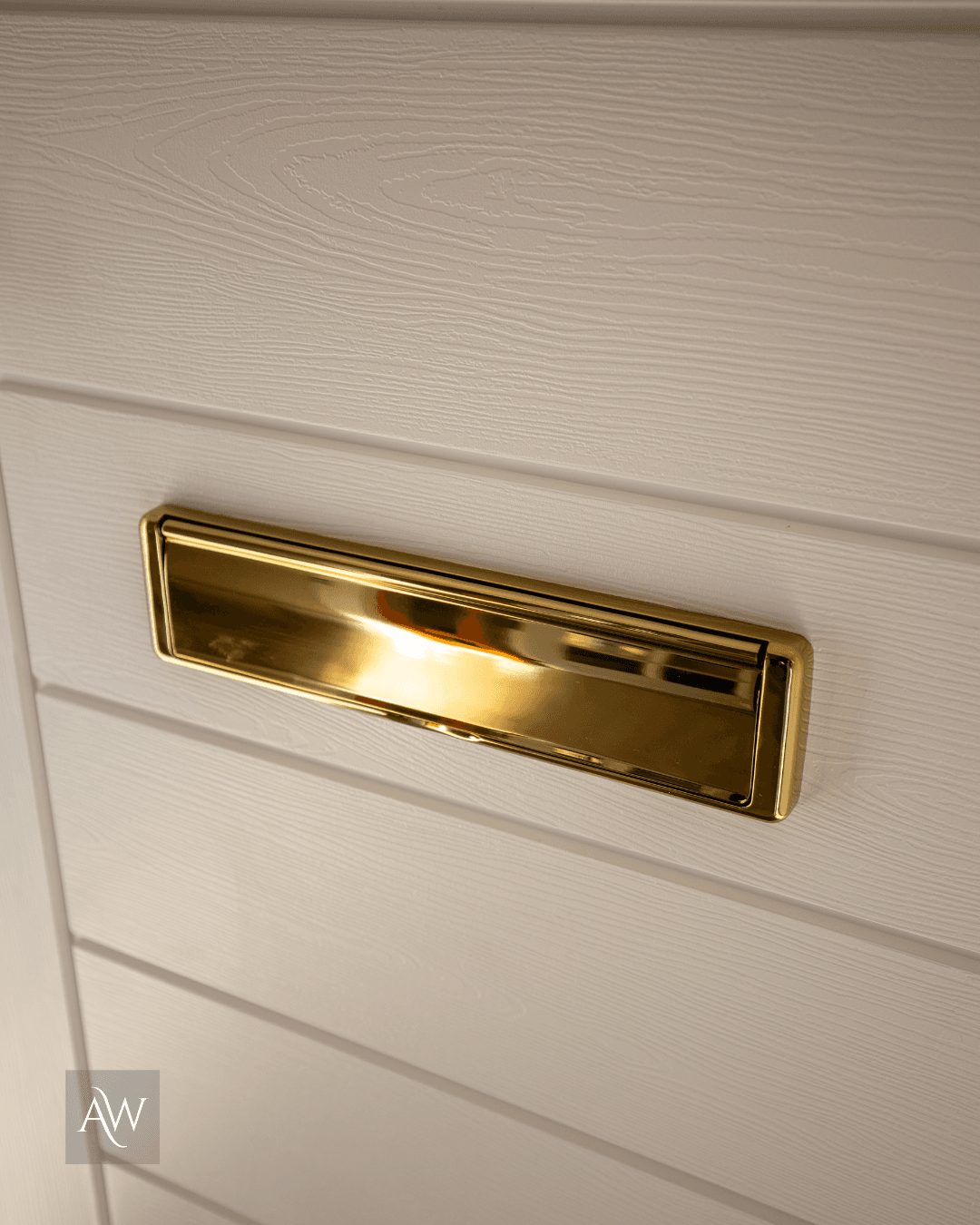 internal view of the gold letterplate installed in bollington