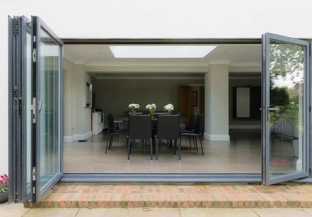 exterior view of an open bifold door in manchester