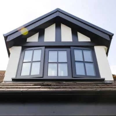 black aluminium windows installation - poynton