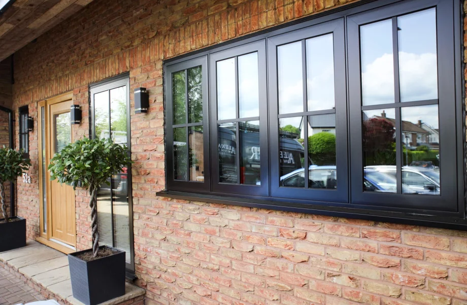 black aluminium flush casement window