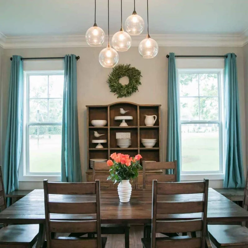 Sliding sash windows in a Modern Rustic Farmhouse Style Wood Dining Room