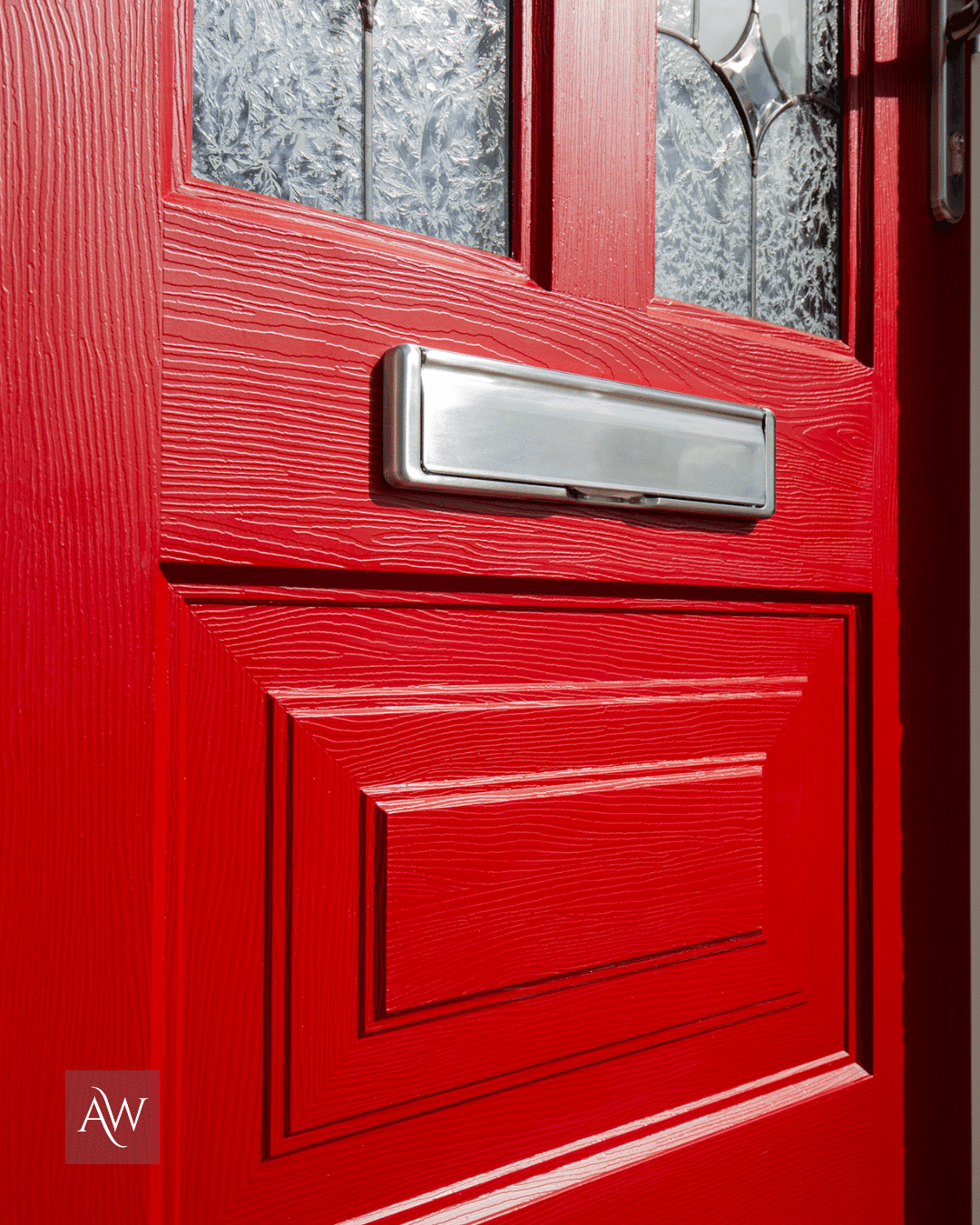 close up of the rockdoor illinois composite door grain effect at the property in sale