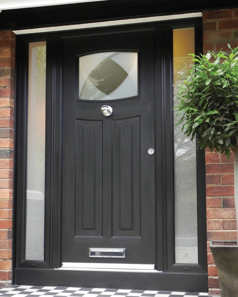 Newark Rockdoor in Black with Bright Star glass