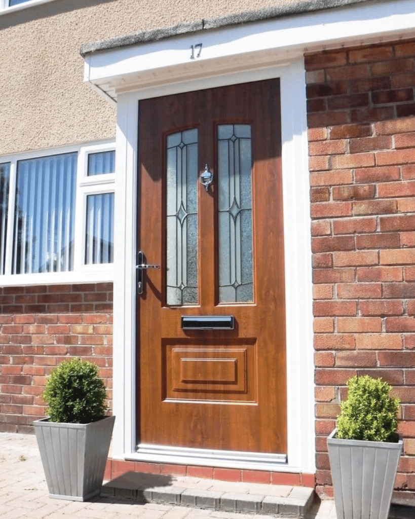 rockdoor illinois composite door in irish oak with pinacle glass