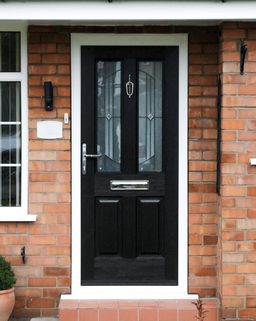 black jacobean rockdoor with ellipse glass