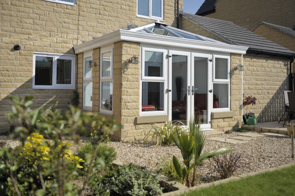 example of how conservatories look with a glass roof.