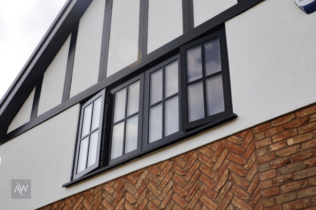 black double glazed aluminium windows installed by alexander windows (external view)