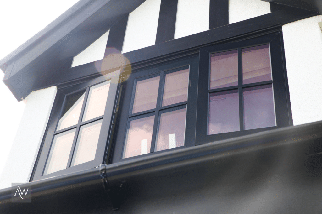 black aluminium windows in poynton installed by alexander windows.