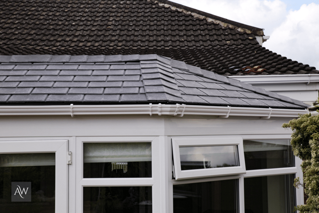 Close up of a solid conservatory roof.