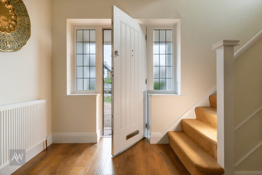 rockdoor indiana composite door installed by alexander windows internal view with the door ajar.