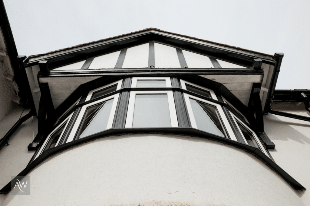 Double glazed mock tudor windows in wilmlow installed by alexander windows.