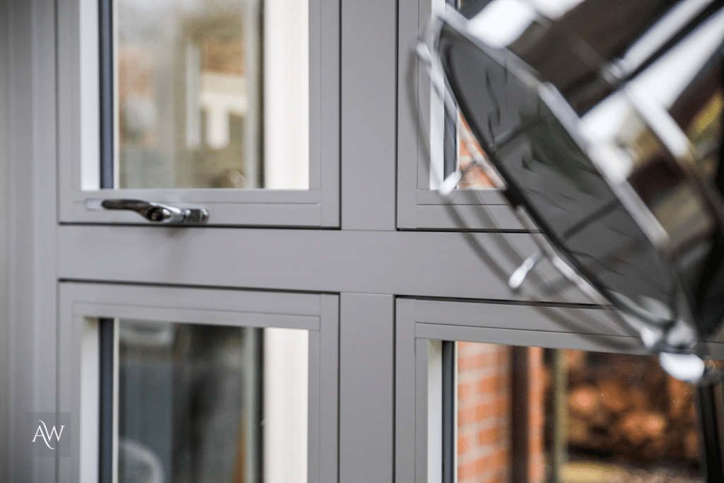 alexander windows installation of a double glazed flush window. Photograph taken from the inside.